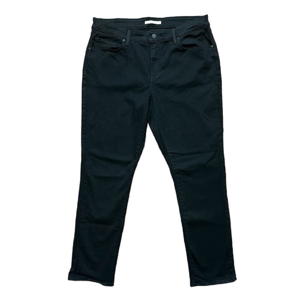 LEVI'S Classic Mid Rise Skinny Jeans in Solid Black  VERY stretchy  SZ 18